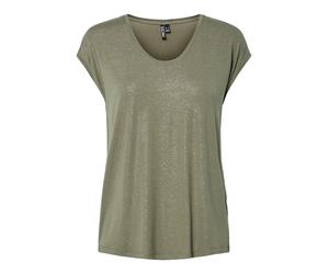 PIECES - PCALICE SS GLITTER TEE JRS NOOS BC Deep Lichen Green - Gr. - XS