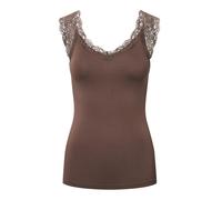 Pieces Spitzen-Top PCBARBERA Slim Fit Dunkelbraun Gr. S