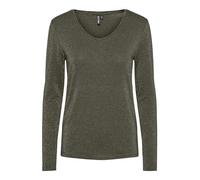 Pieces Billo Long Sleeve V Neck T-shirt Grün M Frau (Herstellerartikelnummer: 17133288-GrapeLeaf/StripesGold-M)