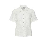 PIECES Regular Fit Hemdbluse aus Baumwoll-Mix Modell 'BONNIE' in Weiss, Größe S