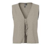 Strickweste PIECES "PCBREE SL TIE KNIT VEST NOOS BC", Damen, Gr. XL, crockery detail:melange, Strick, Obermaterial: 80% Polyester, 20% Nylon, meliert, regular fit normal, V-Ausschnitt, Westen Strickwe