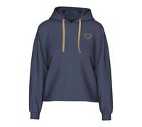 Kapuzensweatshirt PIECES "PCCHILLI LS HEART HOODIE NOOS BC", Damen, Gr. L, ombre blau detail:gold heart, Sweatware, Obermaterial: 50% Baumwolle, 50% Polyester, unifarben, regular fit hüftlang, ohne Au