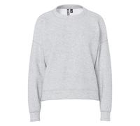 Sweatshirt PIECES "PCCHILLI LS SWEAT NOOS BC", Damen, Gr. L, grau (light grau melange), Sweatware, Obermaterial: 50% Baumwolle, 50% Polyester, meliert, lässig geschnitten normal, Rundhals, Sweatshirts
