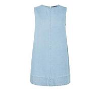 Jeanskleid PIECES "PCFLORA SL MINI DENIM DRESS NOOS", Damen, Gr. XL, N-Gr, light blau denim, Denim/Jeans, Obermaterial: 100% Baumwolle, unifarben, relaxed fit kurz, Rundhals, Kleider Jeanskleid, mit A