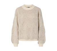 Pieces Comfort Fit Strickpullover mit Woll-Anteil 'JENNA' in Sand Melange, Größe XL