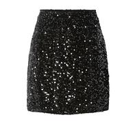Pieces Figurbetonter Mini-Rock mit Paillettenbesatz Modell 'KAM' in Black, Größe M
