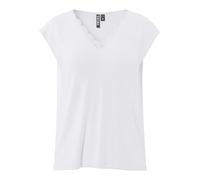 Pieces Damen-T-Shirt PC Kamala mit Spitze V-Ausschnitt Weiß Größe L