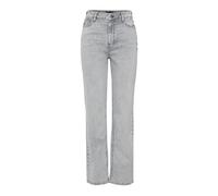 Straight-Jeans PIECES "PCKELLY HW STRAIGHT JEANS LG NOOS BC", Damen, Gr. 25, Länge 32, blau (light grau denim), Denim/Jeans, Obermaterial: 99% Baumwolle, 1% Elasthan, unifarben, Jeans (86780642-25) li