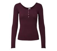 Pieces Slim Fit Langarmshirt aus Baumwoll-Mix Modell 'KITTE' in Dunkelrot, Größe L