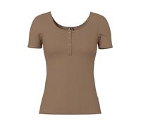 Kurzarmshirt PIECES "PCKITTE SS TOP NOOS BC", Damen, Gr. S, fossil, Rippware, Obermaterial: 95% Baumwolle, 5% Elasthan, unifarben, slim fit normal, Rundhals, Shirts, Baumwollmischung, slim fit (190228