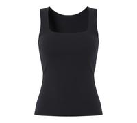 Tanktop PIECES "PCLULA SL REVERSIBLE TANKTOP JRS NOOS", Damen, Gr. XL, schwarz, Jersey, Obermaterial: 90% Nylon, 10% Elasthan, unifarben, figurbetont normal, eckiger Ausschnitt, Tops Tanktop, Material