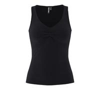 V-Shirt PIECES "PCMALIVA SL V-NECK TOP JRS NOOS BC", Damen, Gr. XL, schwarz, Jersey, Obermaterial: 90% Viskose, 10% Elasthan, unifarben, eng normal, V-Ausschnitt, Shirts, mit Raffung im Brustbereich (