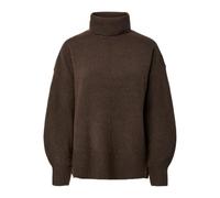 Pieces Regular Fit Rollkragenpullover mit Woll-Anteil Modell 'MALOU' in Schoko Melange, Größe S