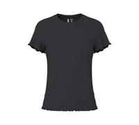 Kurzarmshirt PIECES "PCNICCA SS O-NECK TOP KAC BFD", Damen, Gr. M (38), schwarz, Jersey, Obermaterial: 75% Viskose, 20% Polyester, 5% Elasthan, unifarben, normal, Rundhals, gewellter Abschluss, Shirts