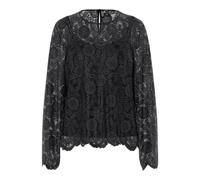 Pieces Regular Fit Langarmbluse aus Spitze Modell 'OLLINE' in BLACK, Größe M