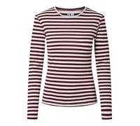 Pieces Slim Fit Langarmshirt aus Baumwoll-Mix in Bordeaux, Größe M