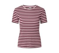 Kurzarmshirt PIECES "PCRUKA SS TOP JRS NOOS BC", Damen, Gr. XL, roseate spoonbill stripes:tawny port, Jersey, Obermaterial: 95% Baumwolle, 5% Elasthan, gestreift, slim fit normal, Rundhals, Shirts, mi