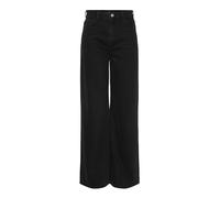 High-waist-Jeans PIECES "PCSELMA HW WIDE JEANS BL NOOS BC", Damen, Gr. 30, Länge 30, schwarz (schwarz denim), Denim/Jeans, Obermaterial: 99% Baumwolle, 1% Elasthan, unifarben, modisch, Jeans (14387348