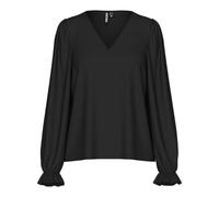 Langarmshirt PIECES "PCTIFFANY LS V-NECK TOP NOOS BC", Damen, Gr. XS, schwarz, Jersey, Obermaterial: 100% Polyester, unifarben, V-Ausschnitt, Shirts Langarmshirt (92775633-XS)