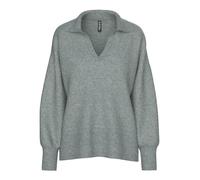 Pieces Regular Fit Strickpullover mit Wollanteil Modell 'MALOU' in Mittelgrau Melange, Größe M