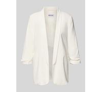 Blusenblazer PIECES "PCBOSELLA 3/4 BLAZER NOOS", Damen, Gr. XS, weiß (cloud dancer), Web, Obermaterial: 79% Polyester, 16% Viskose, 5% Elasthan, unifarben, slim fit hüftbedeckend, Blazer Blusenblazer,