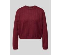 PIECES Regular Fit Pullover mit gerippten Ärmelbündchen Modell 'ADA' in Bordeaux, Größe S