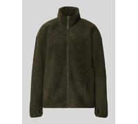 PIECES Relaxed Fit Teddyjacke mit Stehkragen Modell 'SAIDA' in Khaki, Größe M