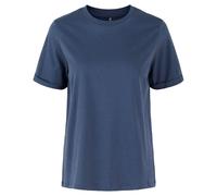 Pieces T-Shirt mit fixierten Ärmelumschlägen in Dunkelblau, Größe XS