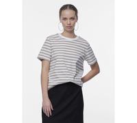 PIECES Damen Pcria Ss Tee Stripes Noos Bc T-Shirt, Silver Mink/Stripes:Bright White,L