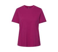 PIECES Ria Short Folded Sleeve Essential T-Shirt Pcria Ss Fold Up Solid Tee Noos Bc, Festival Fuchsia ,S
