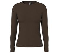Langarmshirt PIECES "PCRUKA LS TOP NOOS BC", Damen, Gr. XS, braun (hot fudge), Single Jersey, Obermaterial: 95% Baumwolle, 5% Elasthan, unifarben, slim fit normal, Rundhals, Shirts Langarmshirt, Baumw