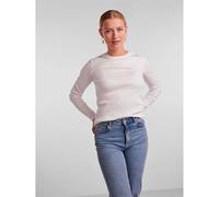 Langarmshirt PIECES "PCRUKA LS TOP NOOS BC", Damen, Gr. XL, weiß (cloud dancer), Single Jersey, Obermaterial: 95% Baumwolle, 5% Elasthan, unifarben, slim fit normal, Rundhals, Shirts Langarmshirt, Bau