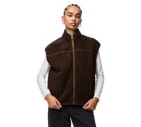 Plüschweste PIECES "PCSADIA TEDDY VEST NOOS BC", Damen, Gr. L, braun (hot fudge), Plüsch, Obermaterial: 100% Polyester, unifarben, regular fit normal, Westen, Kunstfaser (41152863-L) hot fudge