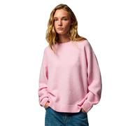 Rundhalspullover PIECES "PCSALLY LS O-NECK KNIT NOOS BC", Damen, Gr. XL, roseate spoonbill detail:melange, Strick, Obermaterial: 90% Polyester, 5% Wolle, 5% Elasthan, meliert, normal, Rundhals, Pullov