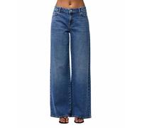 Pieces Selma Jeans Wide Leg in Mittelblau W30 / L30 Straight Fit