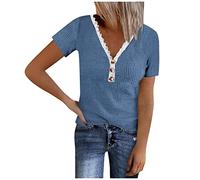 Pieces Shirt Damen Oberteile Damen Sommer Sexy Glitzer Top Damen Top Große Größen Damen T Shirt Schwarz Seidenbluse Damen Sommer Damen Crop Top Weiß(Blau, XXL)
