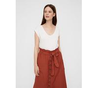 Pieces T-Shirt Pckamala Tee Noos Bc – Damen V‑Ausschnitt, 73% Modal/27% Polyester, Weiß L