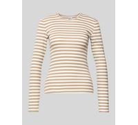 Pieces Slim Fit Langarmshirt aus Baumwoll-Mix in Beige, Größe XS