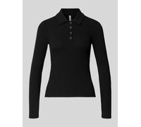 Pieces Slim Fit Langarmshirt aus Baumwoll-Mix Modell 'KITTE' in Black, Größe XS