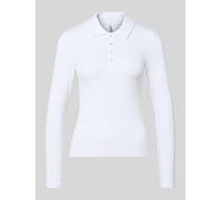 Pieces Slim Fit Langarmshirt aus Baumwoll-Mix Modell 'KITTE' in Weiss, Größe M