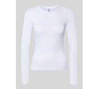 PIECES Slim Fit Langarmshirt mit Rundhalsausschnitt Modell 'LULA' in Weiss, Größe XS