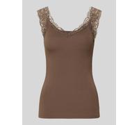 PIECES Slim Fit Tanktop aus Viskose-Mix Modell 'BARBERA' in Dunkelbraun, Größe XS