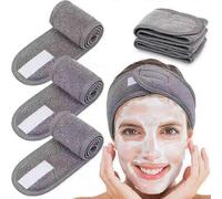 Pieces Spa Makeup Stirnband Set, Damen Gesichtspflege Haarband mit elastischem Magic Tape für Sport Yoga Dusche (Grau)