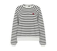 Pieces Sweatshirt Greta Oversized Baumwoll-Mix Herz-Stickerei Schwarz/Creme Größe XS