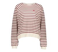 Sweatshirt PIECES "PCGRETA LS EMB UB SWEAT FC", Damen, Gr. L, cloud dancer stripes:tawny port, heart emb, Sweatware, Obermaterial: 78% Baumwolle, 22% Polyester, gestreift, regular fit normal, Rundhals