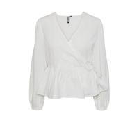 PIECES Women's Pcmilla Ls Wrap Top Blouse, Bright White, M
