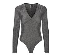 PIECES Women's Pcsandra Bodystocking Body, Black/Detail:Silver Lurex, M