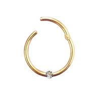 PIERCING Clicker neu/Echt 585 Gelbgold/Echter Diamant/Maße: 1,0 x 10 mm/Nase Ohr Brust Intim/Online Shop Schmuck kaufen / 46012-10