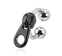 Piercing Ring Hufeisen Lippen Augenbrauen Ohr Nasen Zpper Reißverschluss Intim Piercing Circular Barbell Silber-schwarz 1,2 mm
