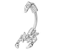 Piercingfaktor Bauchnabelpiercing Chirurgenstahl Bauch Bauchnabel Piercing Banane Stecker Anhänger mit Kristall Reverse Skorpion Silber Clear